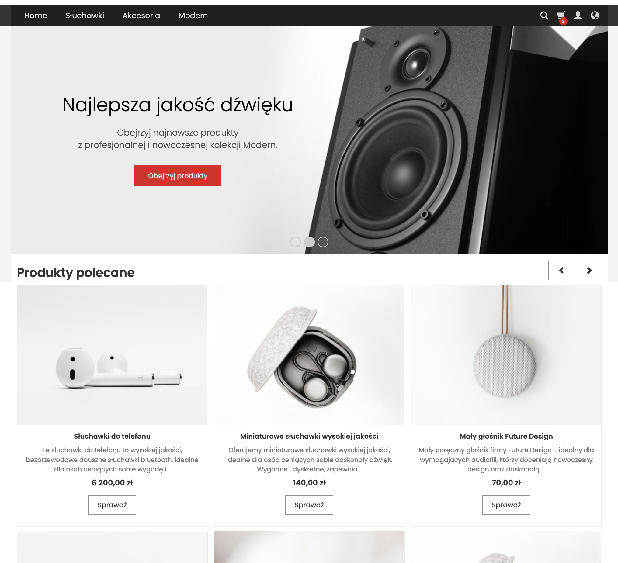 Prezentacja baneru produktów Quick w sklepie internetowym